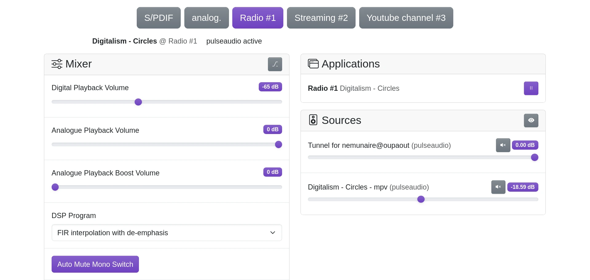 The Hathoris web interface provides intuitive control over your audio system