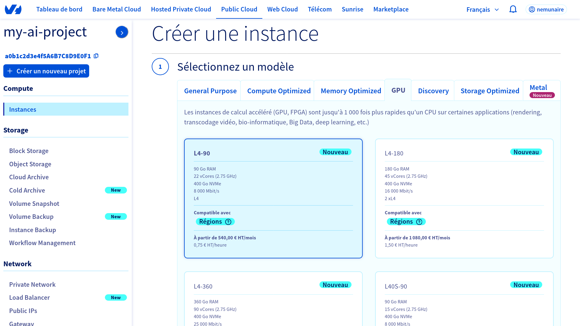Let's select an L4-90 instance