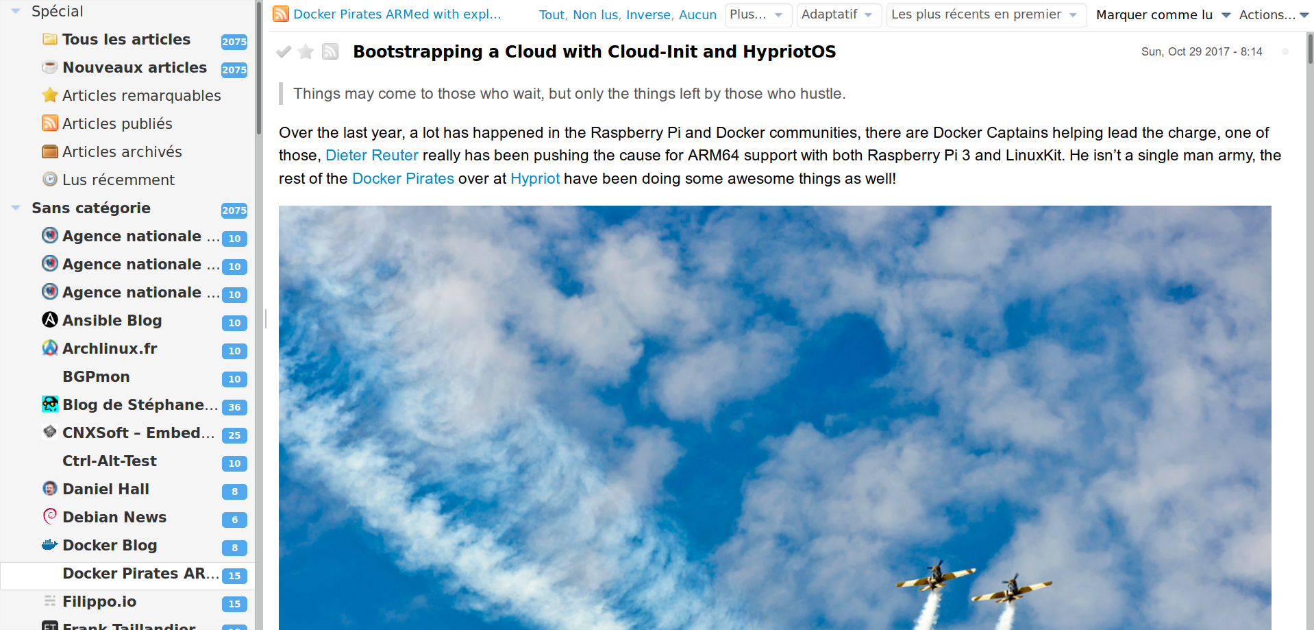 Le lecteur de flux RSS : Tiny Tiny RSS TinyTinyRSS
